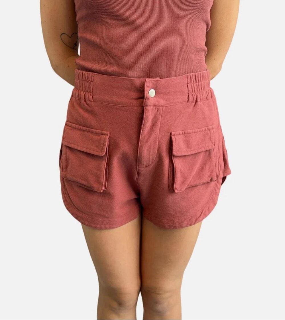 Bobi Knit Twill Shorts with Pockets in Rustic Size Large